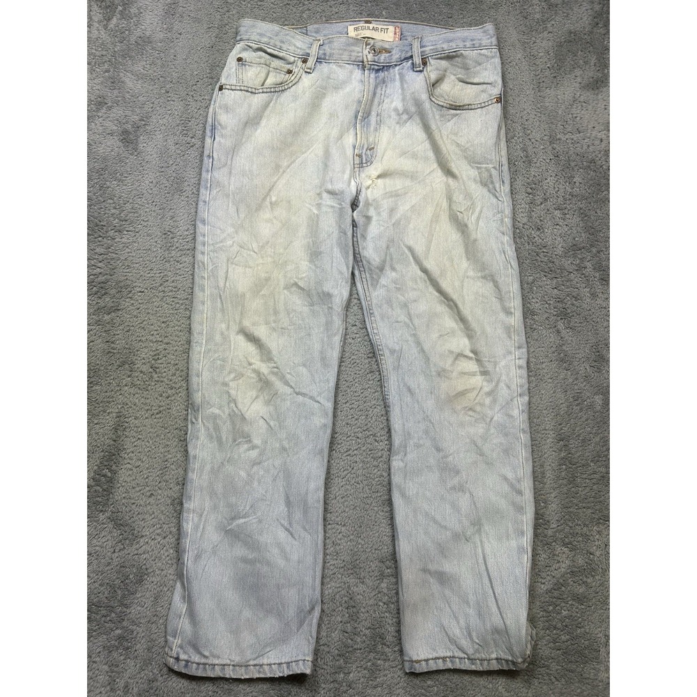 Vintage Levis 505 Jeans Mens 34x30 (Inseam 29") Light Wash Red Tab Distress Hole